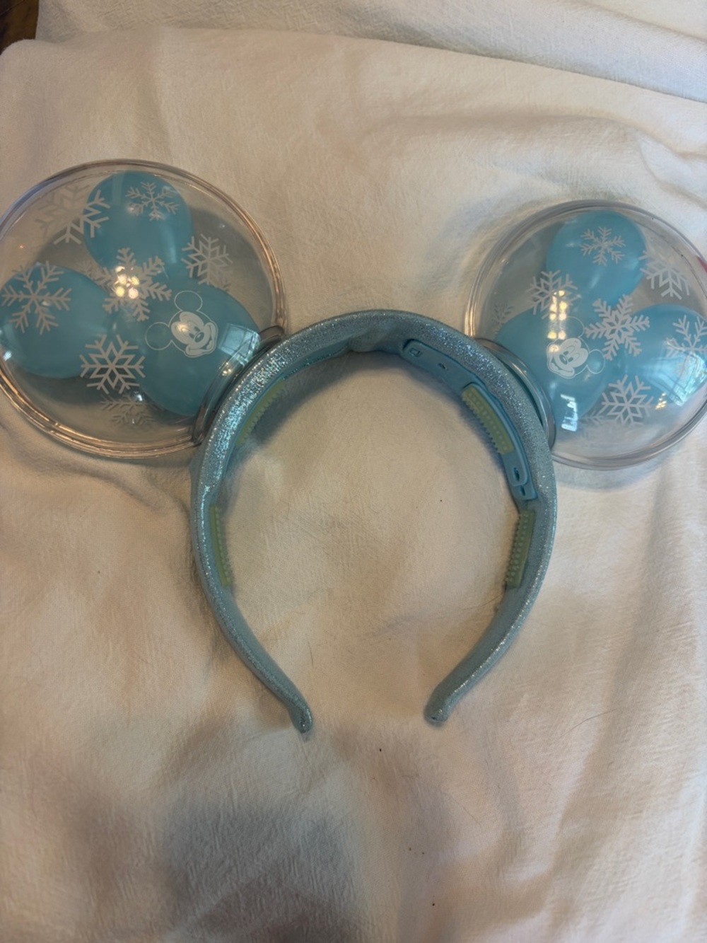 Mickey ears Sparkle Blue Bubble Ear Headband - Frozen Snowflake Design